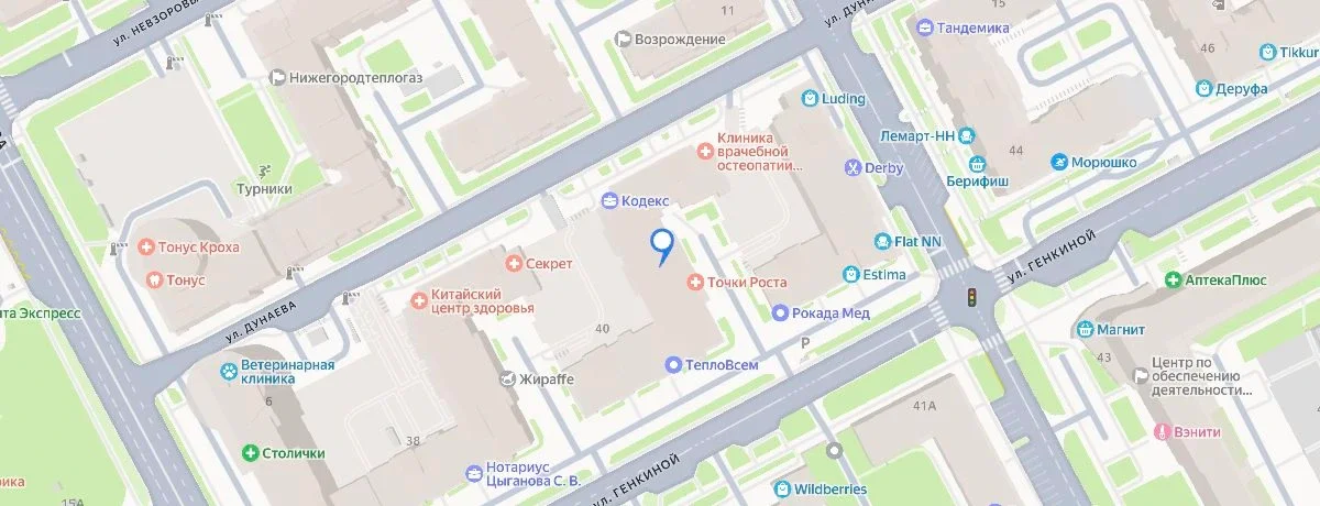 Карта: офис на улице Генкиной, 40 в Нижнем Новгороде